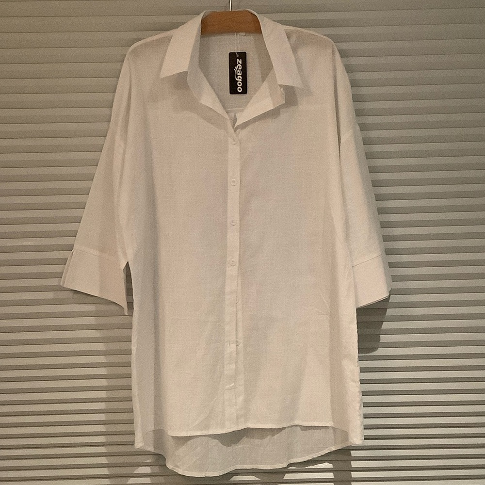 Zeagoo Women's White Button Down Shirt
